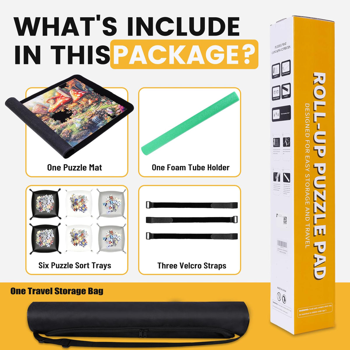 Lwoeo puzzle mat includes 6 sorting trays to separate colors efficiently.