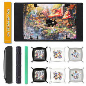 Lwoeo puzzle mat rollup with 1000 pieces, smooth top for easier puzzling and safe storage.