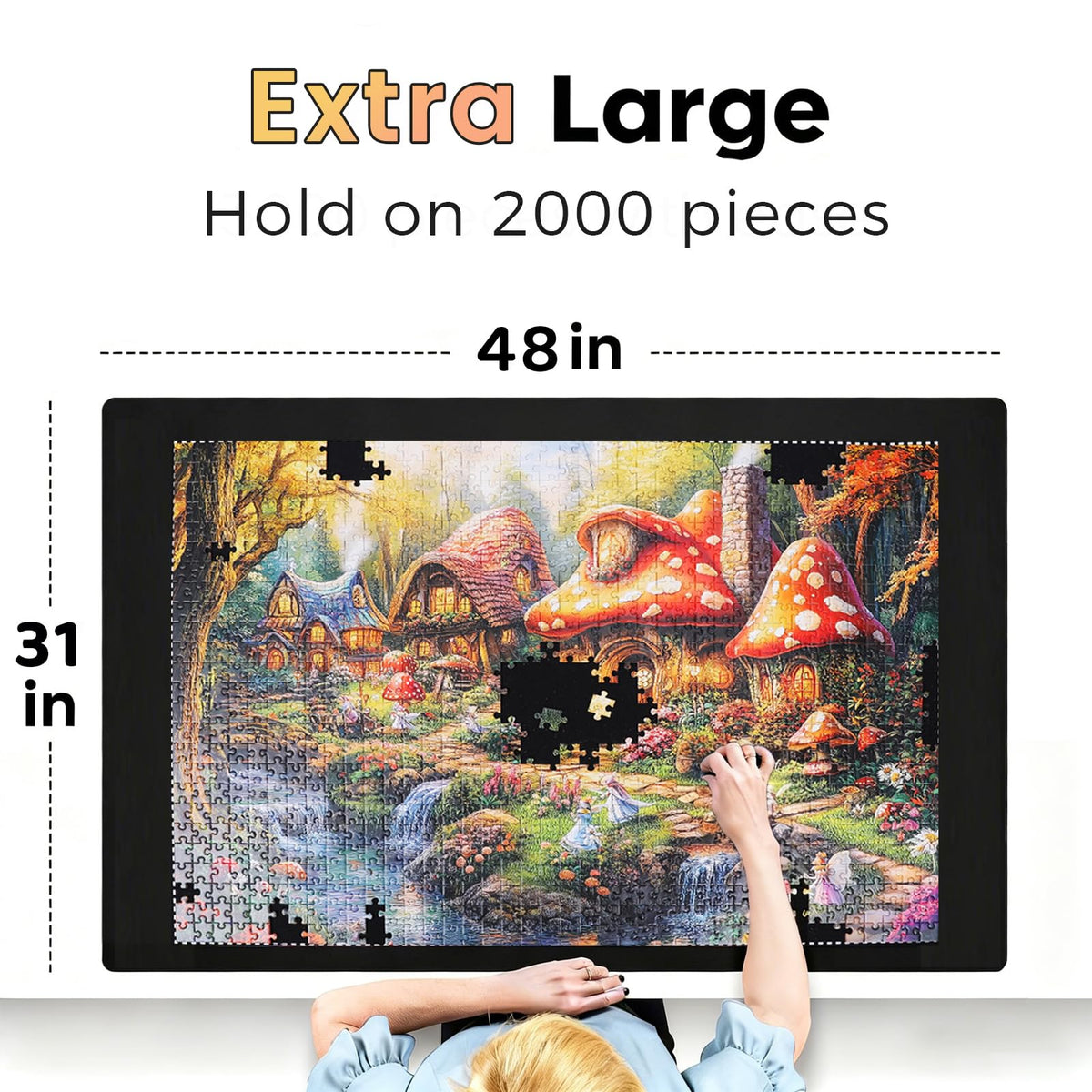 Lwoeo puzzle mat rolled with foam tube and Velcro for easy storage and transport