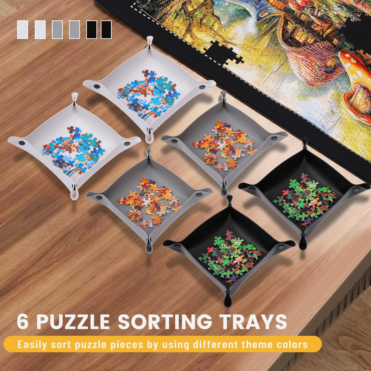 Lwoeo puzzle mat rolled up for compact storage and transport.