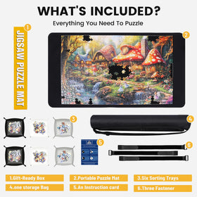 Lwoeo travel storage bag secures the mat for on-the-go puzzling.