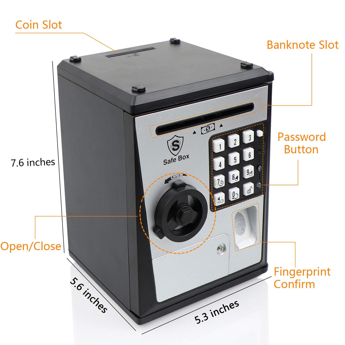 Lyght Mini ATM fingerprint panel demonstrating password protection for kids