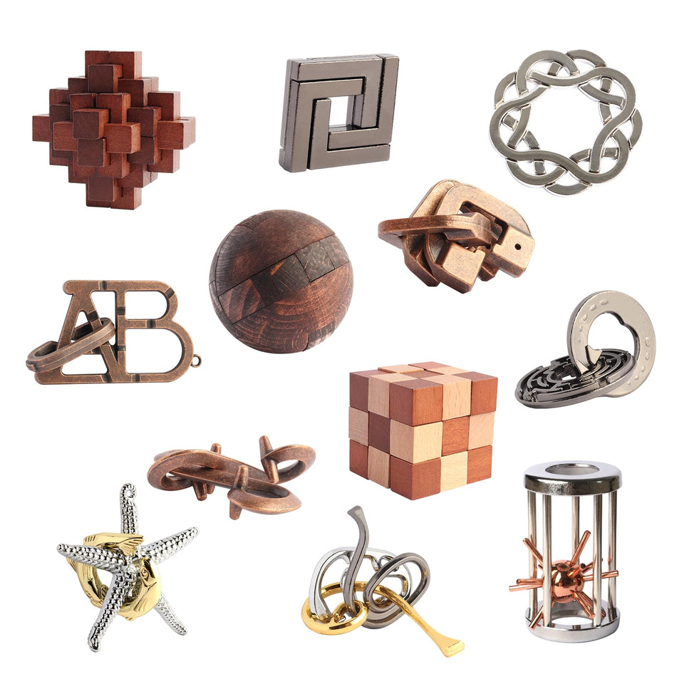 LYiUP 12-piece ring puzzle set in interlock design for brain exercise.
