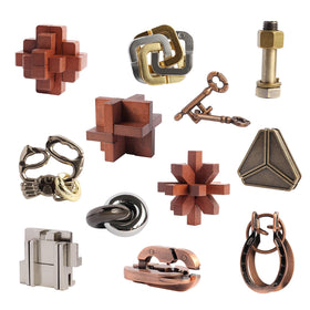 LYiUP wooden metal brain teaser collection for focused thinking and problem-solving