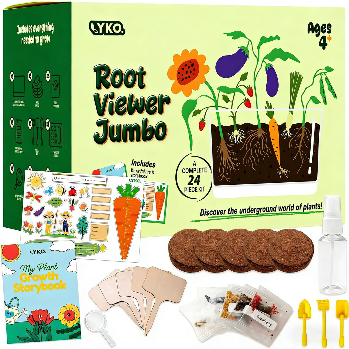 LYKOCLEAN Large Root Viewer Kit observation window shows roots in real time for curious learners.