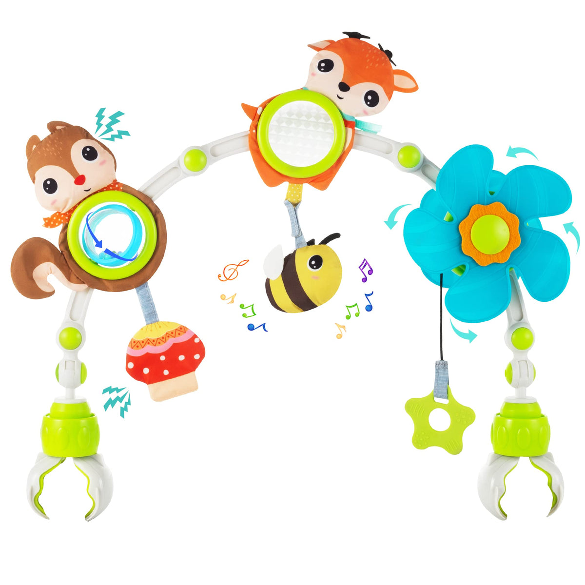 Lynncare adjustable arch bassinet toy bee enhances visual and auditory stimulation for infants.