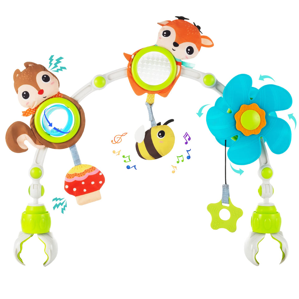 Lynncare adjustable arch bassinet toy bee enhances visual and auditory stimulation for infants.