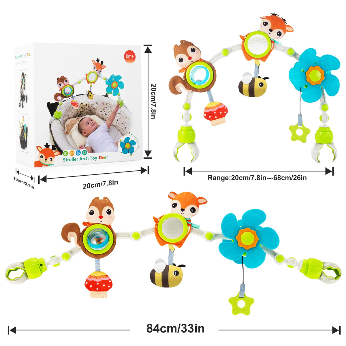Lynncare fox rattle with colorful beans offers sound and reach opportunities.