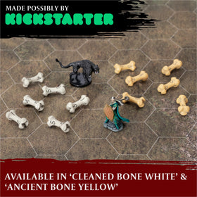 Closeup of skull-bone details on LYNX D6 dice showing craftsmanship