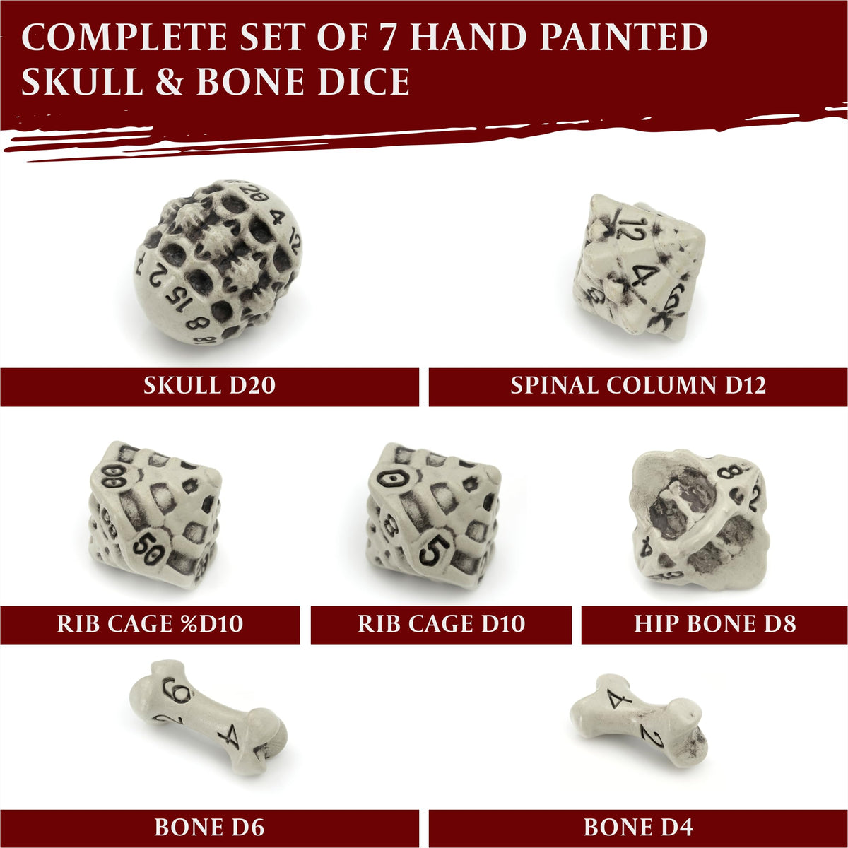 LYNX DND skull-bone D10 percentile dice for nuanced results in critical moments.