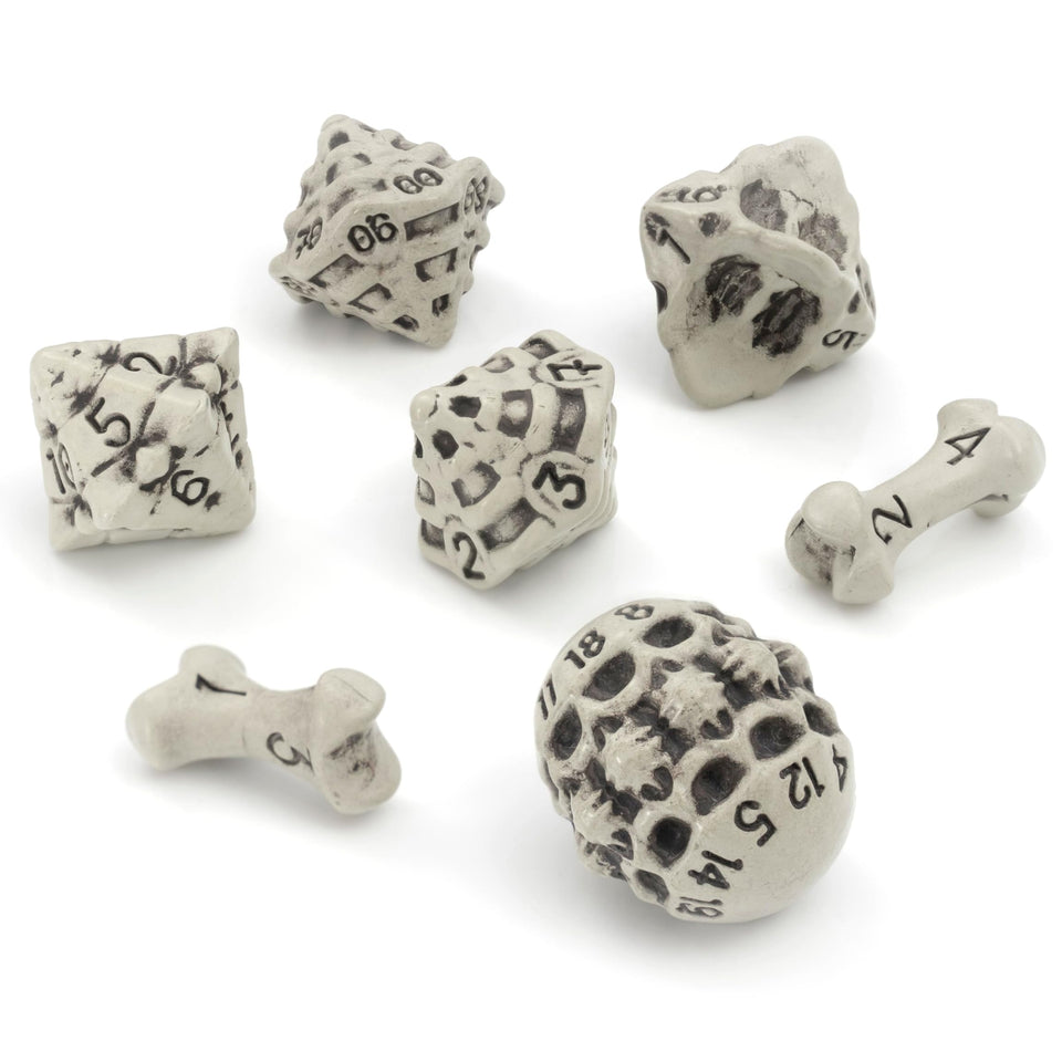 LYNX DND skull-bone D20 dice for immersive sessions and balanced rolls.