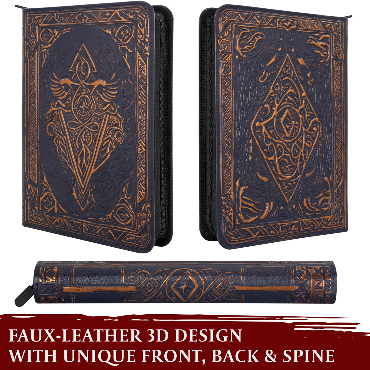 Reinforced cover back provides sturdy protection for your prized cards.