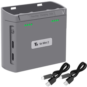 LYONGTECH two-way charging hub connected to DJI Mini 4K battery for efficient sequential charging