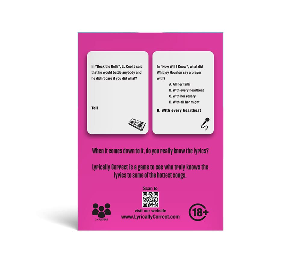 Lyrically Correct 80s Mixtape lyric-card display—prompts for sing-alongs and rhymes.