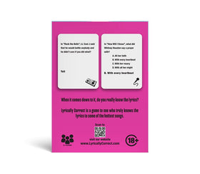 Lyrically Correct 80s Mixtape lyric-card display—prompts for sing-alongs and rhymes.