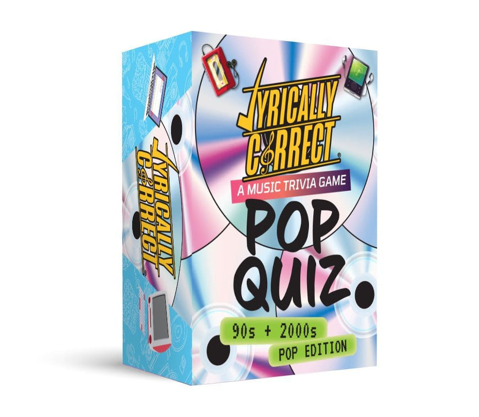 Lyrically Correct packaging for the 90s-2000s edition card pack, party-ready display.