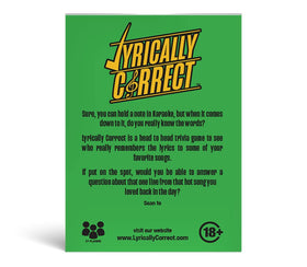 Packaging and cards of Lyrically Correct Oldies edition on display.