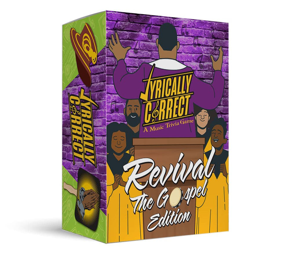 Lyrically Correct Revival Gospel Edition box front invites family game night and faith filled fun.