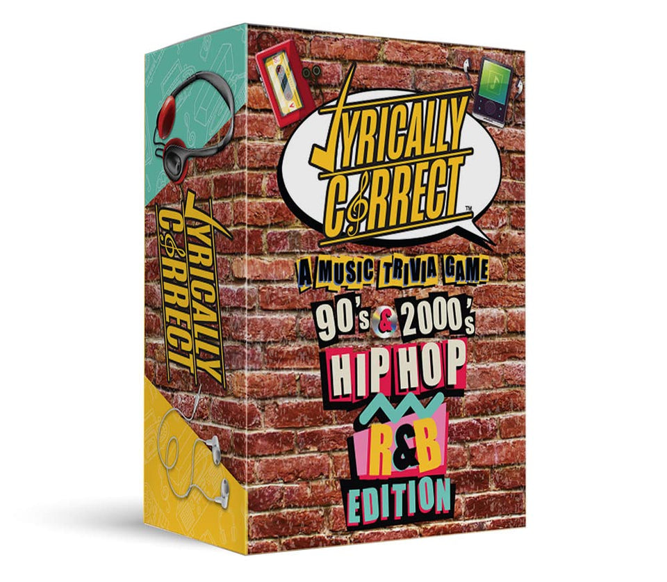 Lyrically Correct trivia card front for the Hip Hop edition, ideal for party nights