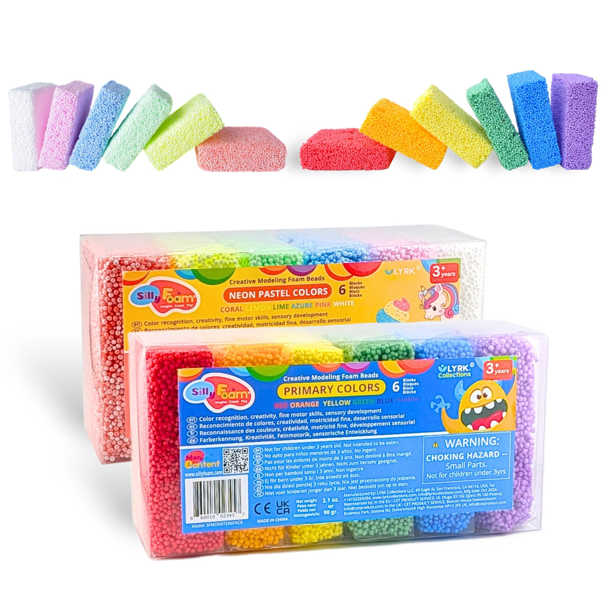 LYRK Silly Foam Beads front view in a compact 2-pack for mess-free crafts