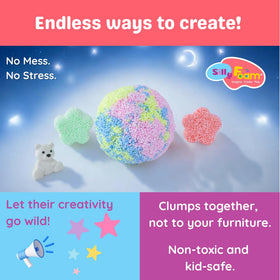 LYRK Silly Foam Beads packaging demonstrating no-mess storage
