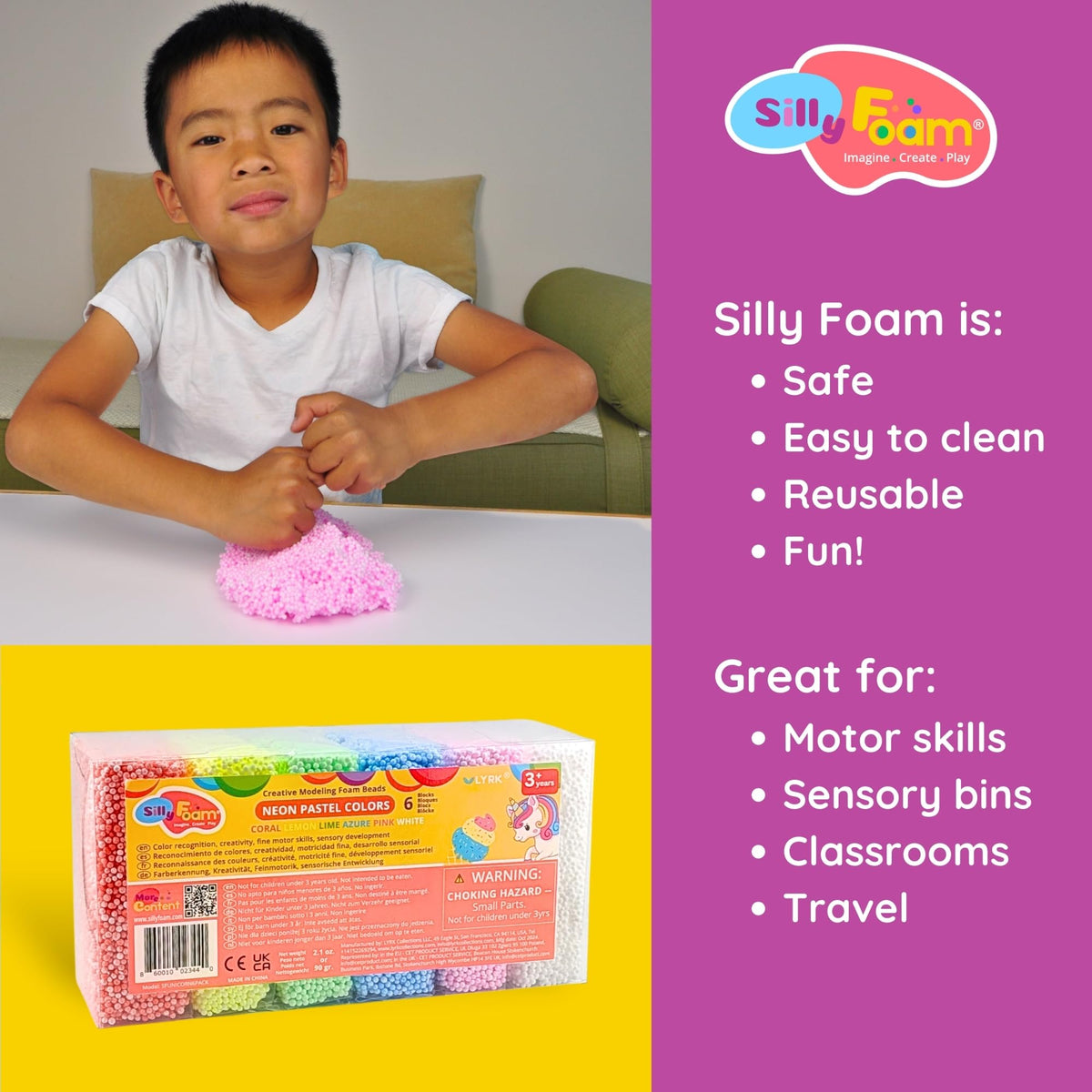 LYRK Silly Foam Beads travel-friendly kit for car trips and waiting rooms