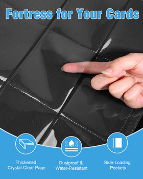 Interior pages show double-sided pockets for efficient, secure card storage.