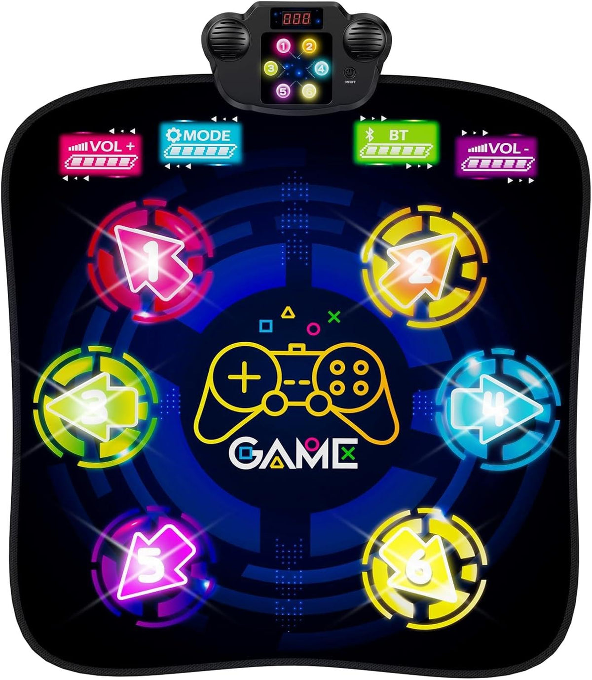 LZFYMXOK Dance Mat front view with 6 LED lights for vibrant kids' dancing