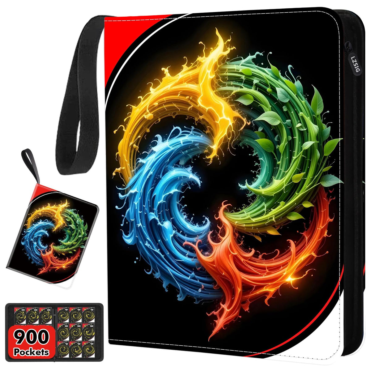 LZSIG 9-pocket binder with HD design in Fiery Red ideal for organized play