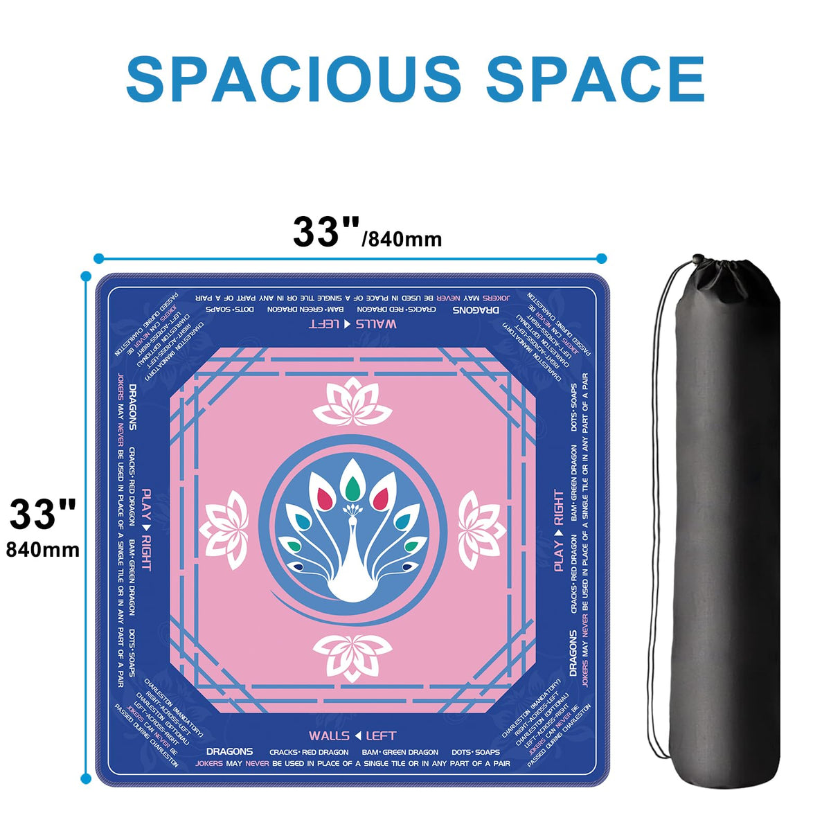 Carry bag included with LZSIG Mahjong Mat for easy travel and storage