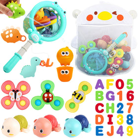 LZZAPJ bath toy set with fishing net catching floating animals for playful learning.