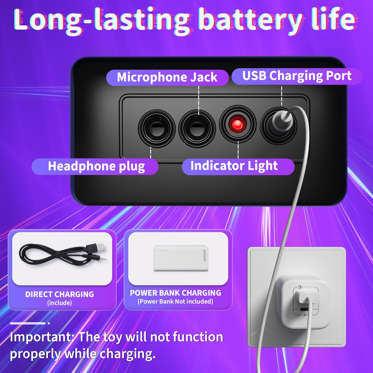 LZZAPJ rechargeable battery concept shows longer play sessions and easy charging.