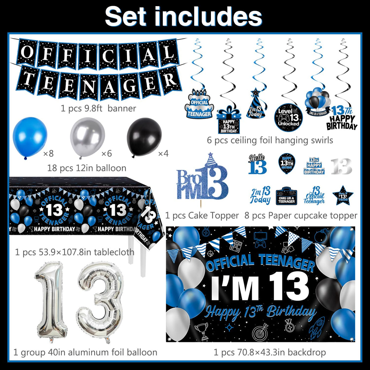M AMFEOV 13th birthday backdrop creates a vibrant party focal point