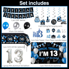 M AMFEOV 13th birthday backdrop creates a vibrant party focal point