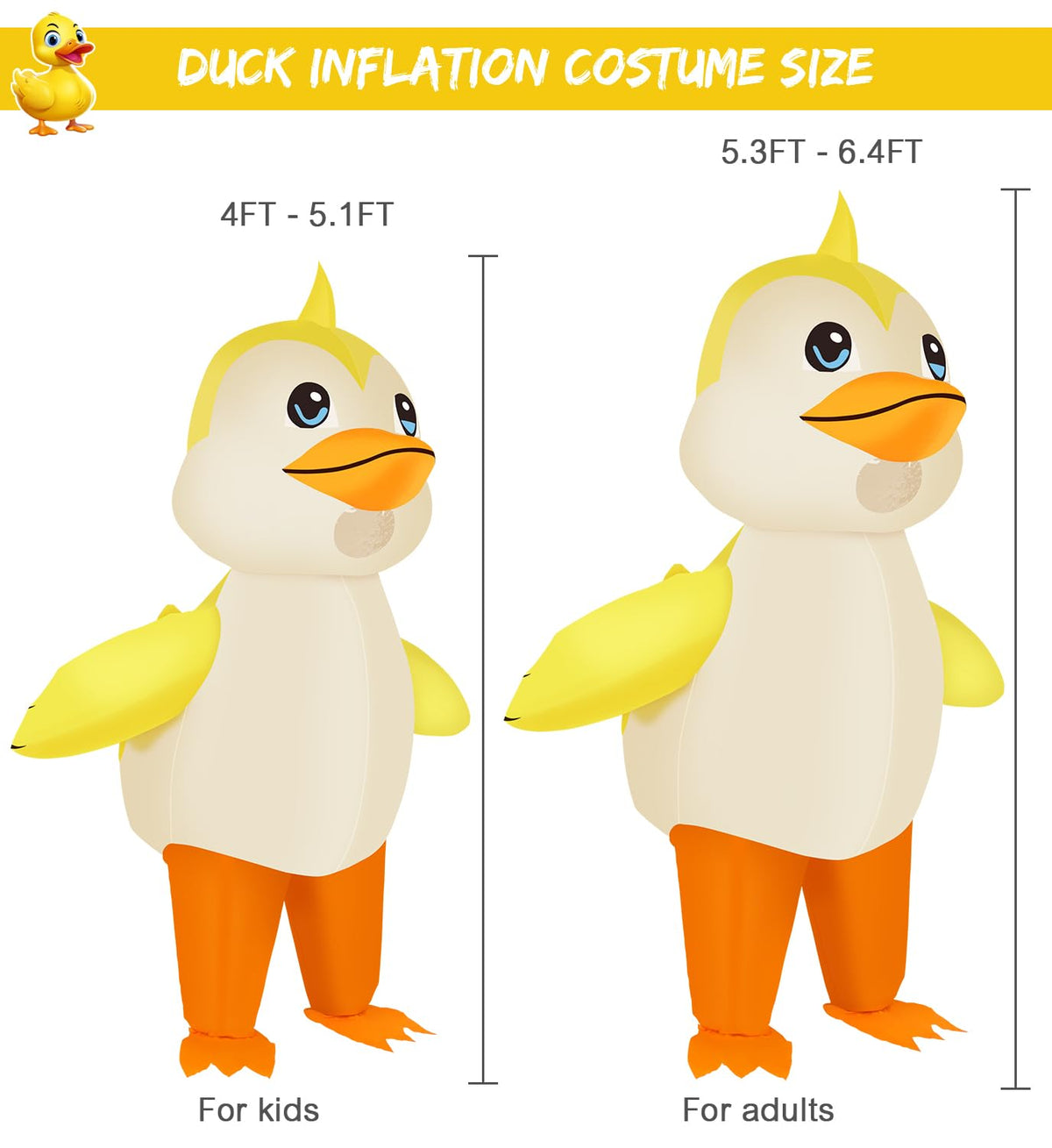 M MH ZONE inflatable duck costume back view highlighting the built in fan
