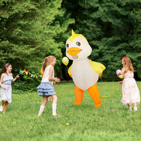 M MH ZONE inflatable duck costume kid dancing in hallway