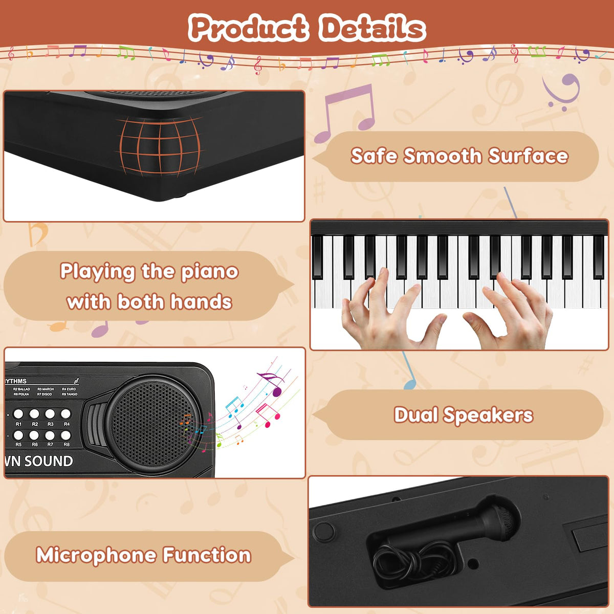 M SANMERSEN 37-key upgrade piano keyboard gift-ready packaging for kids ages 3-6.