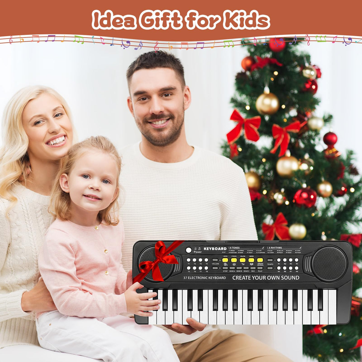 M SANMERSEN portable 37-key upgrade piano keyboard, compact and travel-ready.
