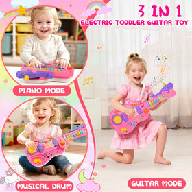 M SANMERSEN foldable 180-degree toddler guitar enables easy transport