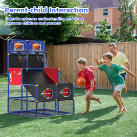 Easy-assembly stand for quick setup indoors or outdoors by a single family member.