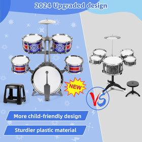 M SANMERSEN kids drum set left mid-drum for rhythmic exploration.