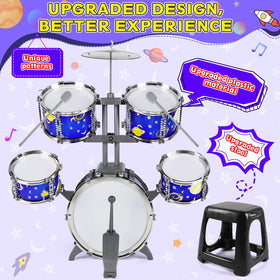 M SANMERSEN Kids drum set with stool provides stable practice space