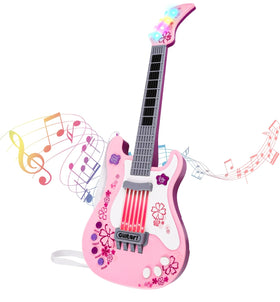 M SANMERSEN pink kids guitar with strap glows to touch for creative play