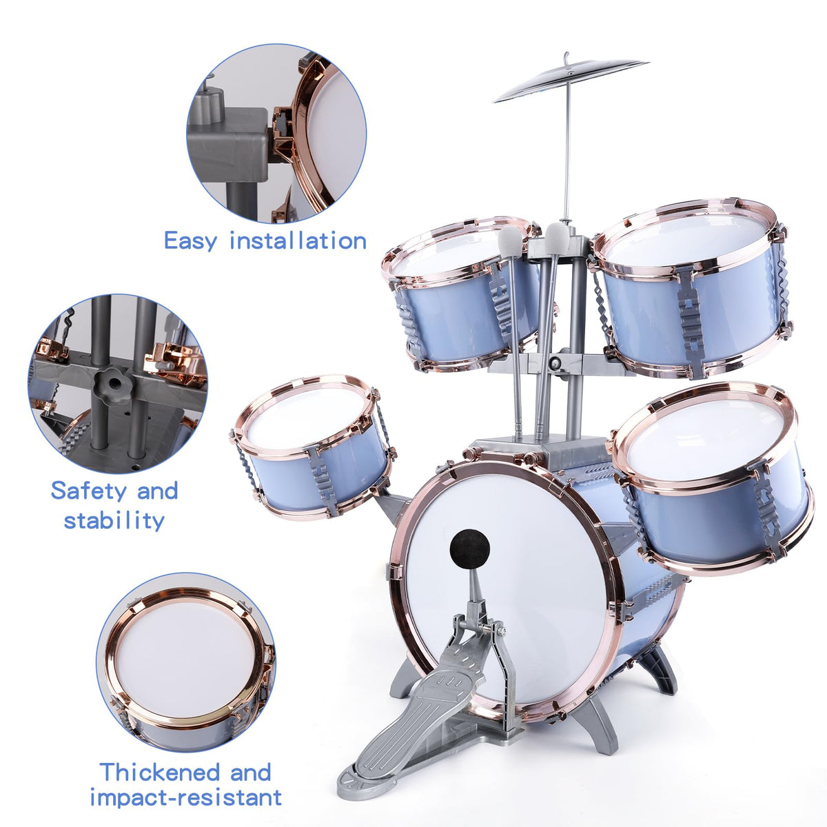 M SANMERSEN 5-drum layout ready for beginner practice and exploration