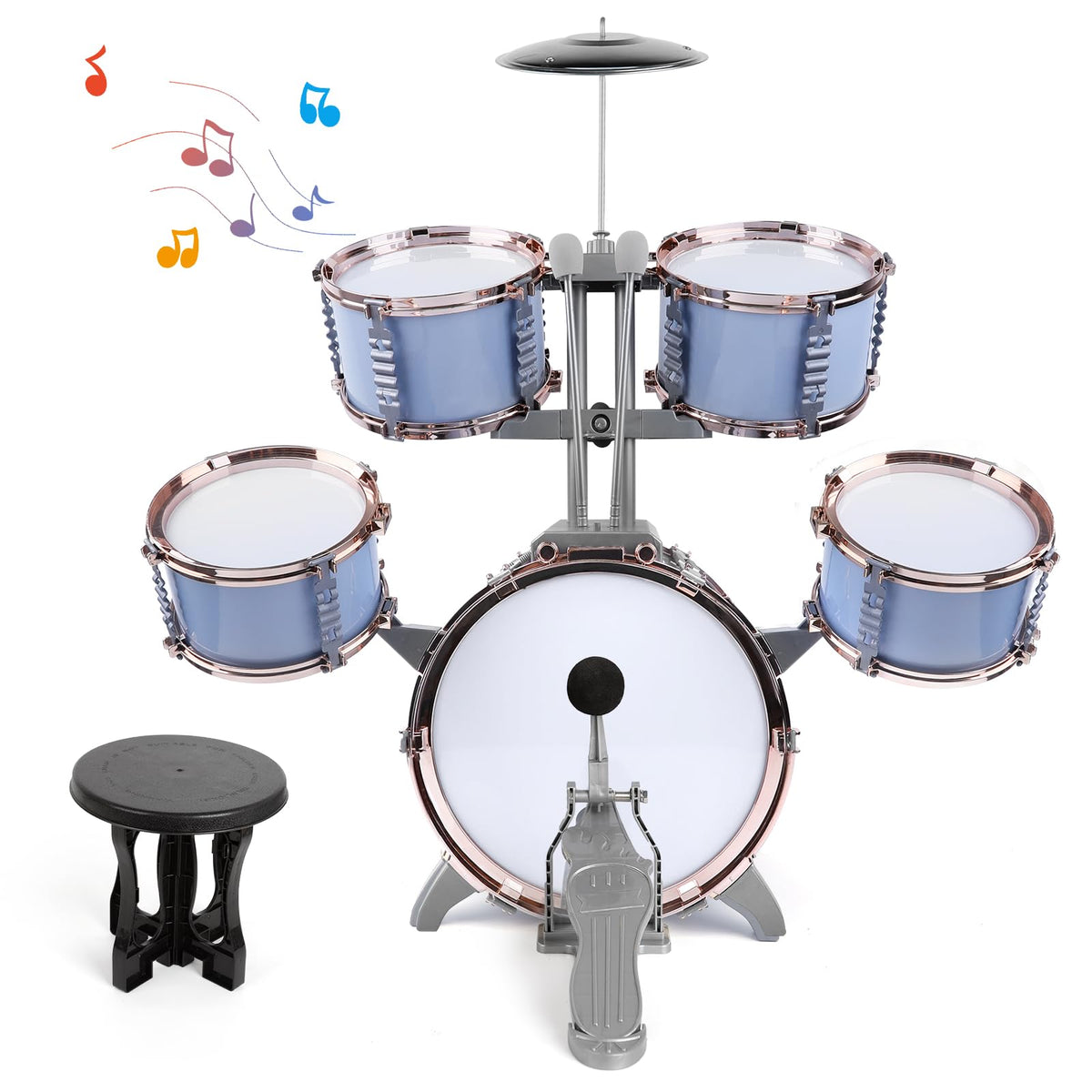 M SANMERSEN Kids Jazz Drum Set assembly in progress for easy setup