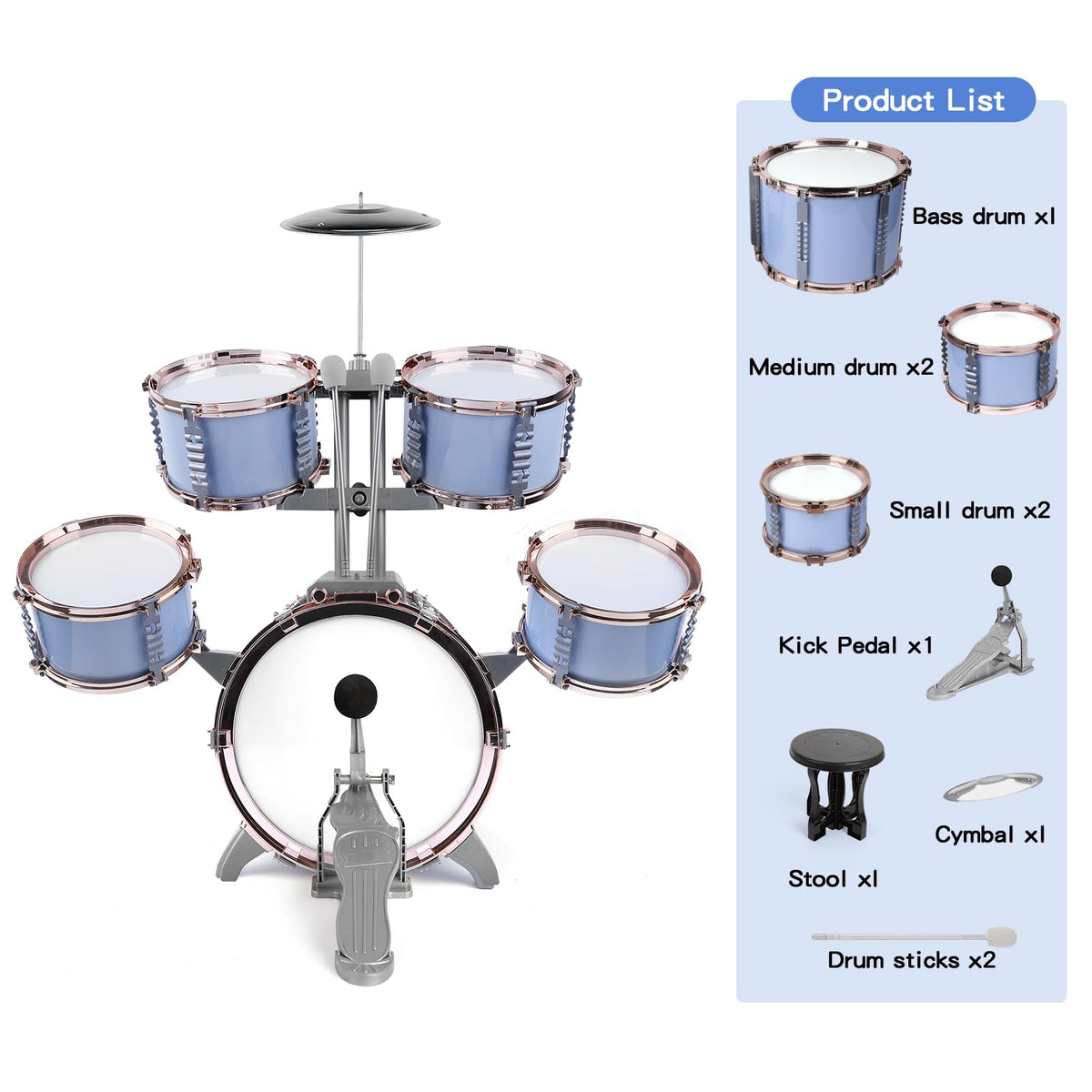 M SANMERSEN Mid drum pair on stage-ready for rhythm practice