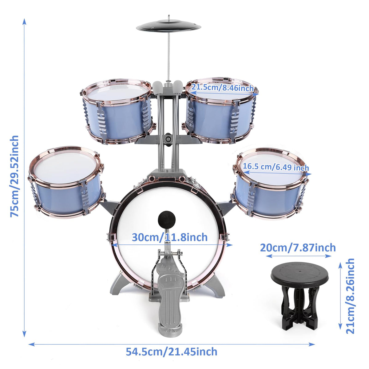 M SANMERSEN Small drum close-up showing kid-friendly compact size
