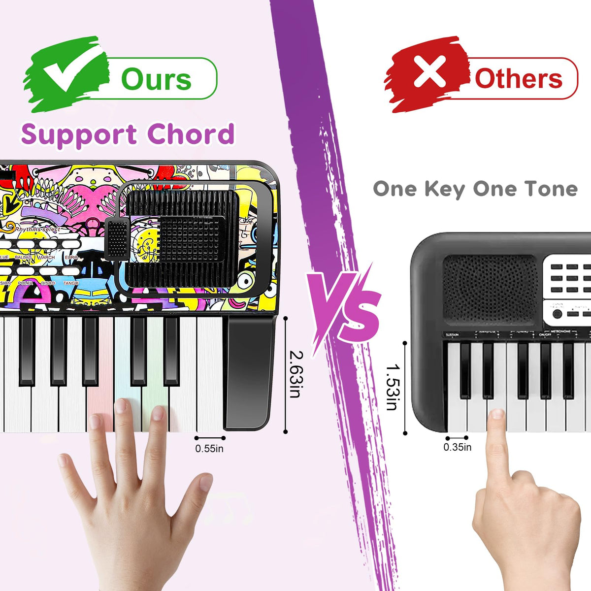 M SANMERSEN keyboard powered by batteries or USB for flexible use