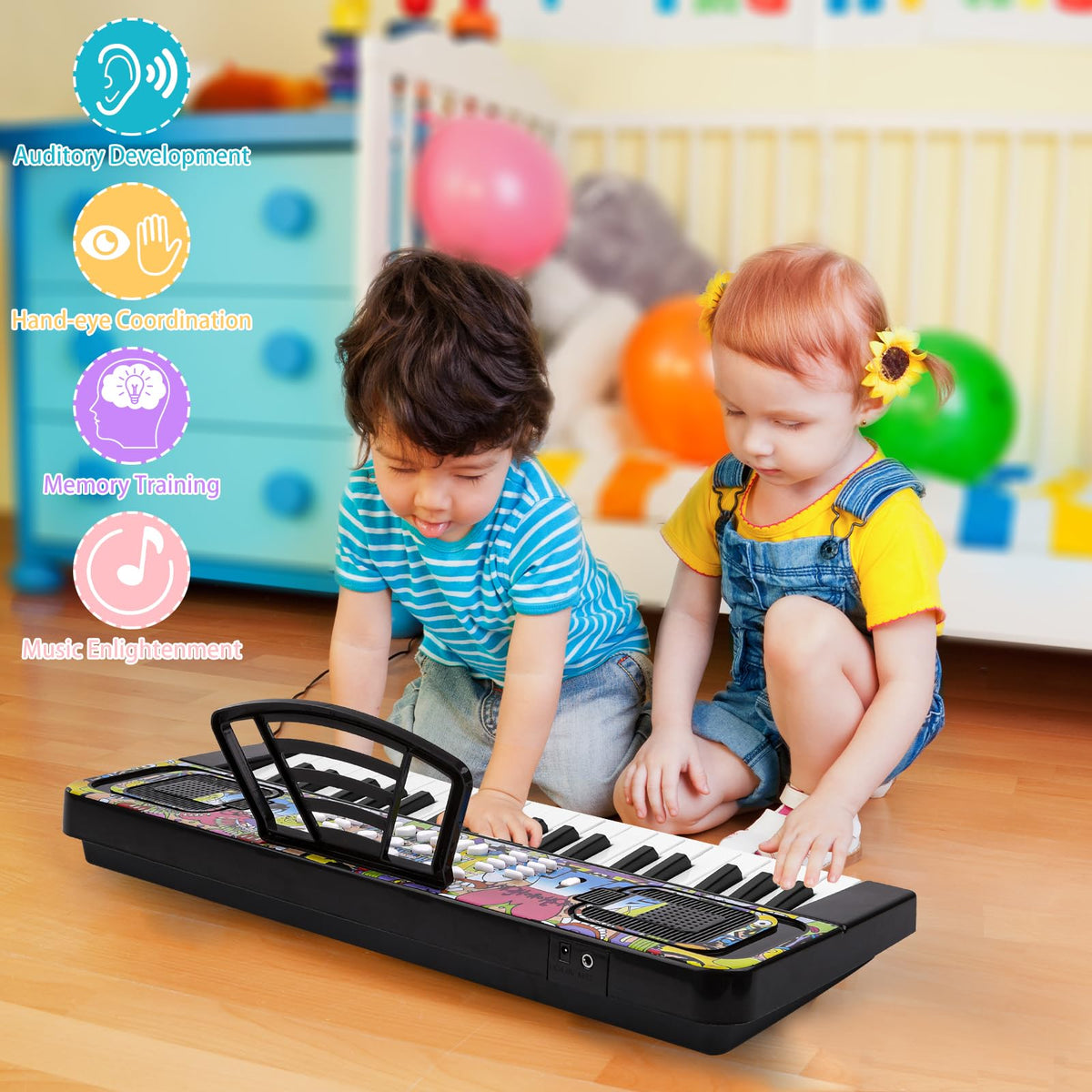 M SANMERSEN keyboard with colorful patterns to attract kids