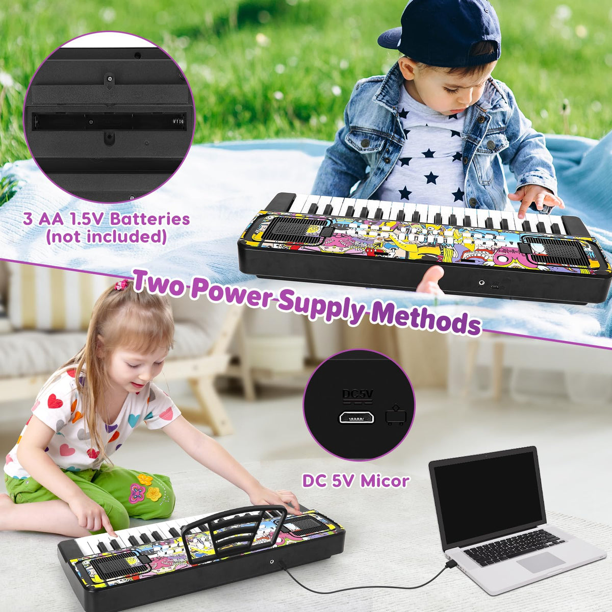 M SANMERSEN keyboard dual speakers delivering richer sound during play
